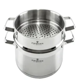 ZWIEGER KLASSIKER Komplet garnków z pokrywkami 11 el / stal nierdzewna SS 304 + Patelnie Obsidian 24, 28 cm + pokrywki Zwieger