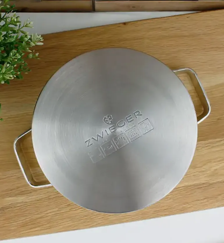 ZWIEGER KLASSIKER Komplet garnków z pokrywkami 11 el / stal nierdzewna SS 304 + Patelnie Obsidian 24, 28 cm + pokrywki Zwieger