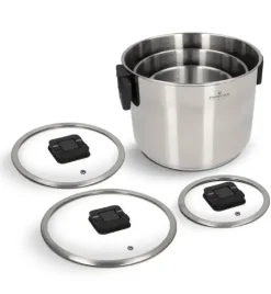 ZWIEGER KOMPACT BLACK Komplet 3 garnków z pokrywkami / stal nierdzewna