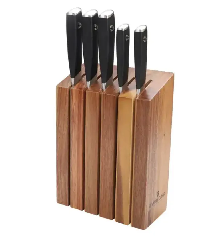 ZWIEGER MAGNETO Komplet 5 noży w bloku drewnianym / stal nierdzewna + drewno akacjowe