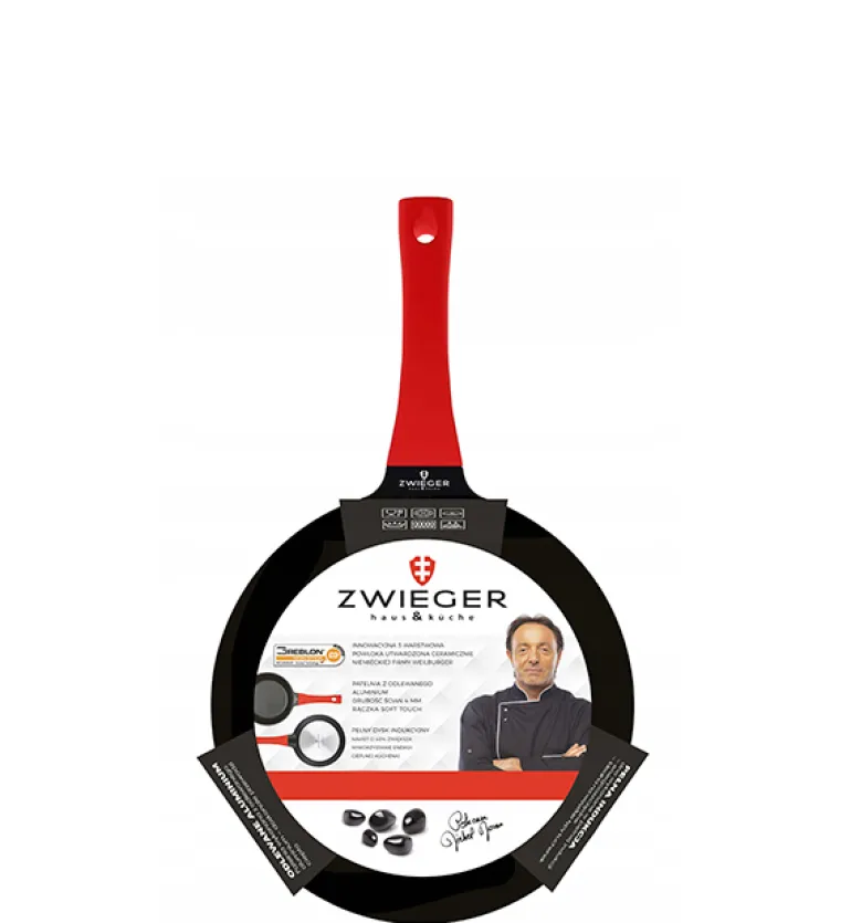 ZWIEGER OBSIDIAN Komplet Garnki 6 el z pokrywkami 5,5l/ 3,5l/ 2l + Rondel + Patelnie 20, 24, 28 cm + Wok 32 cm / GREBLON