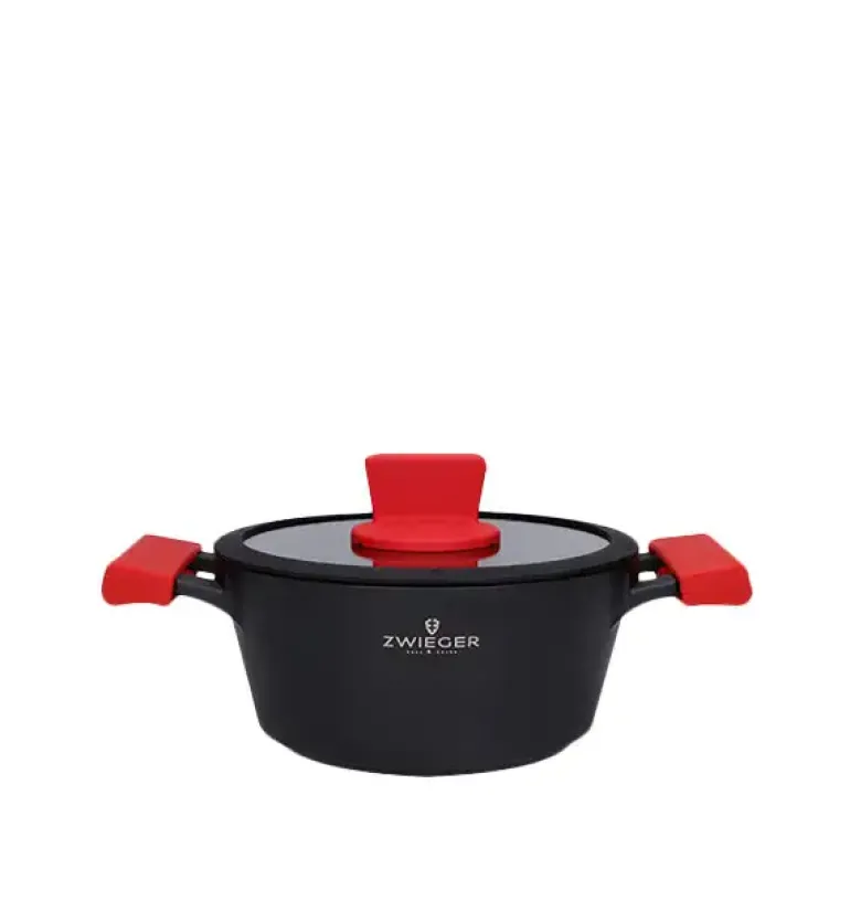 ZWIEGER OBSIDIAN Komplet Garnki 6 el z pokrywkami 5,5l/ 3,5l/ 2l +patelnia 20, 24, 28 cm / GREBLON