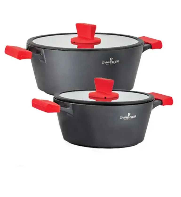 ZWIEGER OBSIDIAN Komplet garnków z pokrywkami 3 L, 5 L / GREBLON C3+