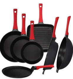 ZWIEGER OBSIDIAN Komplet 7 patelni / Grillowa, naleśnikowa, wok / powłoka GREBLON non- stick