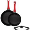 ZWIEGER OBSIDIAN Komplet patelni 24, 28 cm + pokrywka TADAR / powłoka GREBLON non-stick