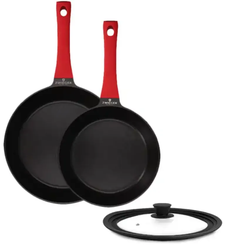 ZWIEGER OBSIDIAN Komplet patelni 24, 28 cm + pokrywka TADAR / powłoka GREBLON non-stick