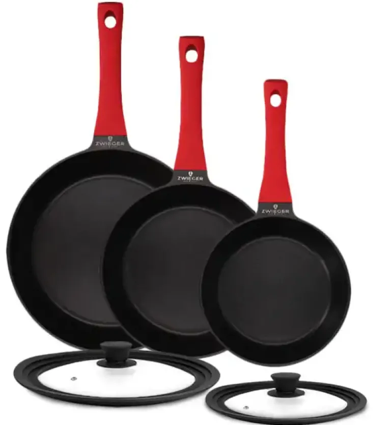 ZWIEGER OBSIDIAN Komplet patelni 20, 24, 28 cm + pokrywki TADAR / powłoka GREBLON non-stick