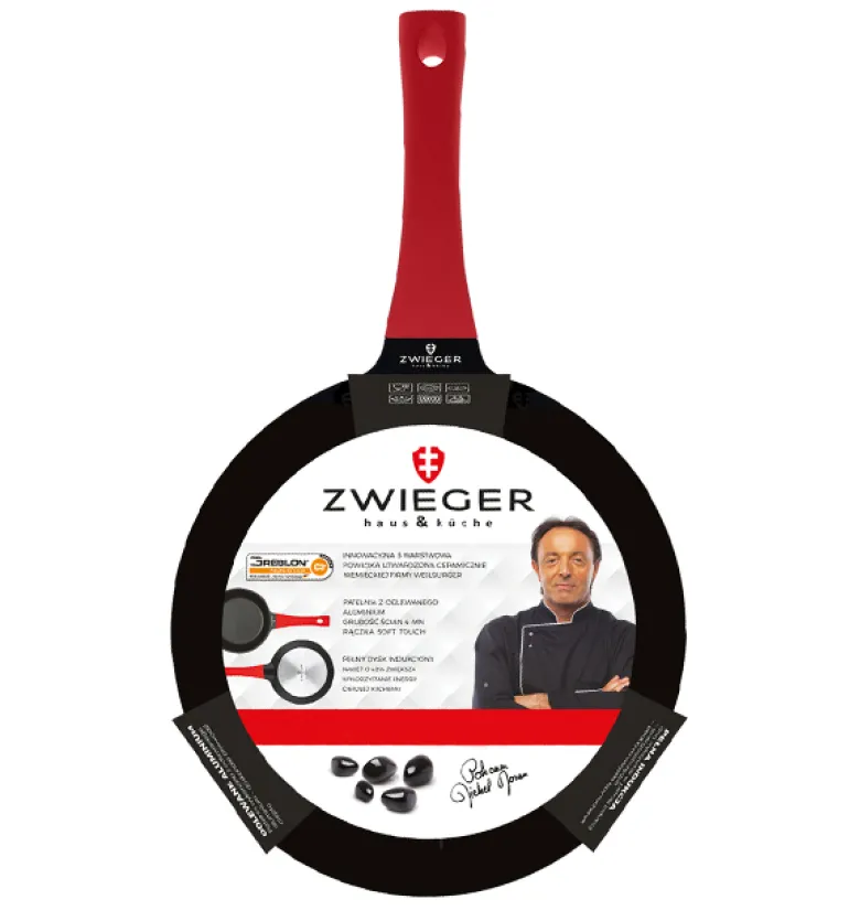 ZWIEGER OBSIDIAN Komplet patelni z pokrywkami / powłoka GREBLON non- stick / 24, 28 cm