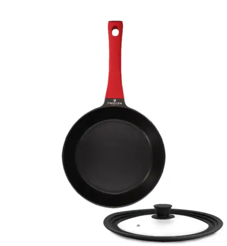 ZWIEGER OBSIDIAN Patelnia 24 cm powłoką GREBLON non- stick + pokrywka uniwersalna Tadar
