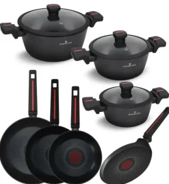 ZWIEGER RED LINE Komplet garnków z pokrywkami 18, 20, 24 cm + Patelnie 20, 24, 28 cm + Patelnia do naleśników 24 cm + Brytfanna 33 cm