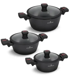 ZWIEGER RED LINE Komplet garnków z pokrywkami 18, 20, 24 cm + Brytfanna 33 cm / powłoka TitanEX