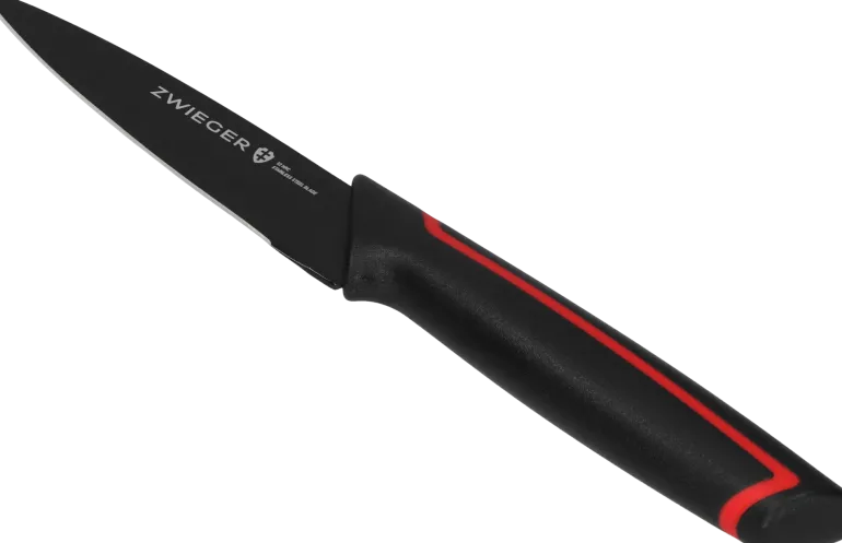 ZWIEGER RED LINE Komplet 4 noży w bloku drewnianym czarnym + nożyczki / stal nierdzewna + drewno