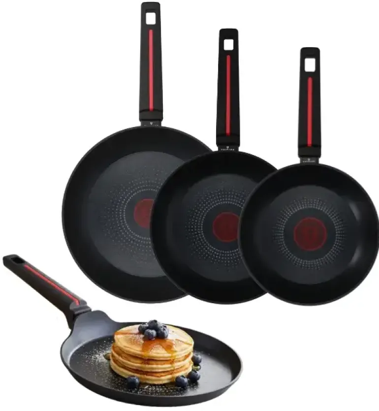 ZWIEGER RED LINE Komplet patelni 20, 24, 28 cm + Patelnia do naleśników 24 cm + pokrywki silikonowe