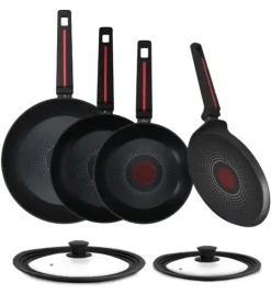 ZWIEGER RED LINE Komplet patelni 20, 24, 28 cm + Patelnia do naleśników 24 cm + pokrywki silikonowe