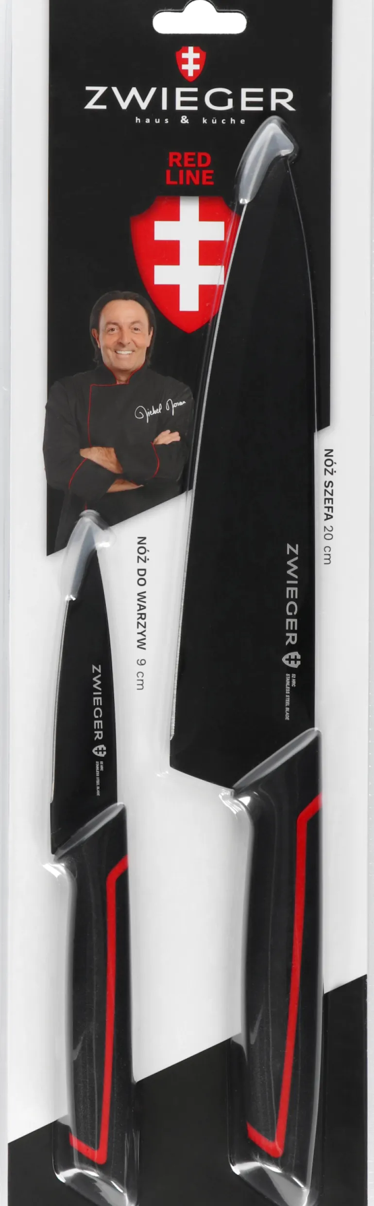 ZWIEGER RED LINE Zestaw noży 4 el / nóż do plastrowania + nóż uniwersalny + nóż szefa kuchni + nóż do warzyw i owoców