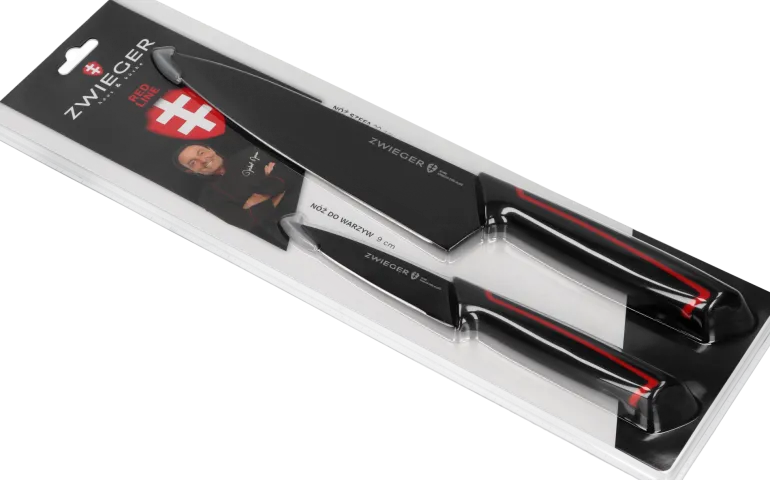 ZWIEGER RED LINE Zestaw noży 4 el / nóż do plastrowania + nóż uniwersalny + nóż szefa kuchni + nóż do warzyw i owoców