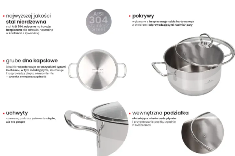 ZWIEGER ROCCA Garnek 24 cm 5,6 l | stal nierdzewna AISI 304 | | indukcja