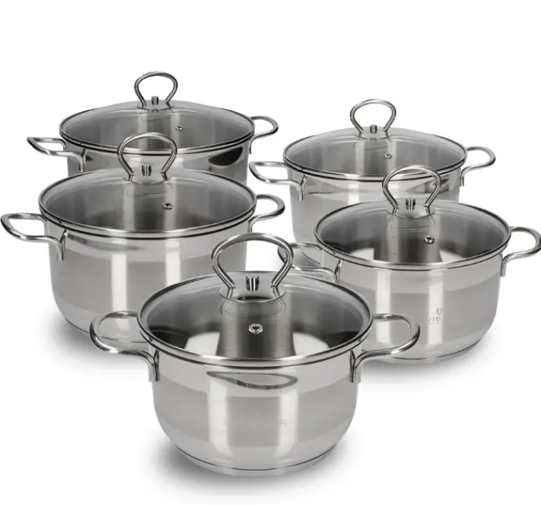 ZWIEGER ROCCA Komplet garnków z pokrywkami 10 el / stal nierdzewna + Patelnia 20, 28 cm