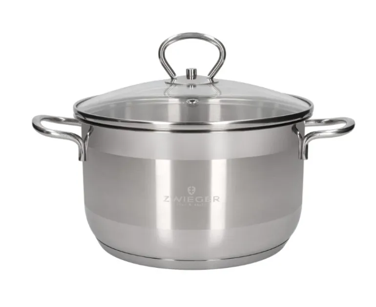 ZWIEGER ROCCA Komplet garnków z pokrywkami 10 el / stal nierdzewna + Patelnia 20, 28 cm