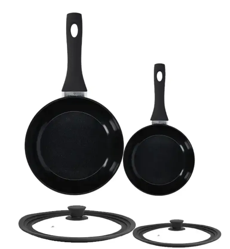 ZWIEGER ROCCA Komplet Patelnia 20, 28 cm +pokrywki silikonowe | aluminium | powłoka ceramiczna | indukcja