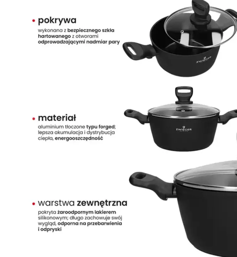 ZWIEGER STIGA Garnek 18 cm | aluminium | powłoka ceramiczna | indukcja