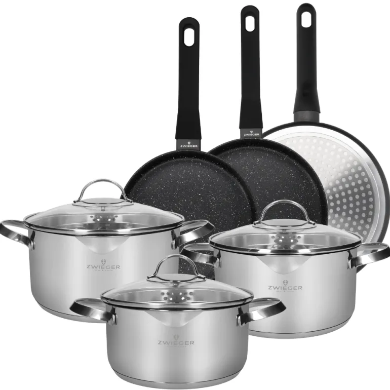 ZWIEGER VERON Komplet garnków 6 el z pokrywkami 20, 22, 24 cm + Patelnie 20, 24, 28 cm