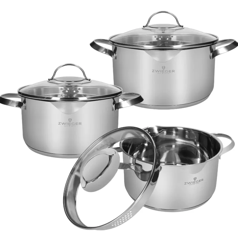 ZWIEGER VERON Komplet garnków 6 el z pokrywkami 20, 22, 24 cm + Patelnie 20, 24, 28 cm