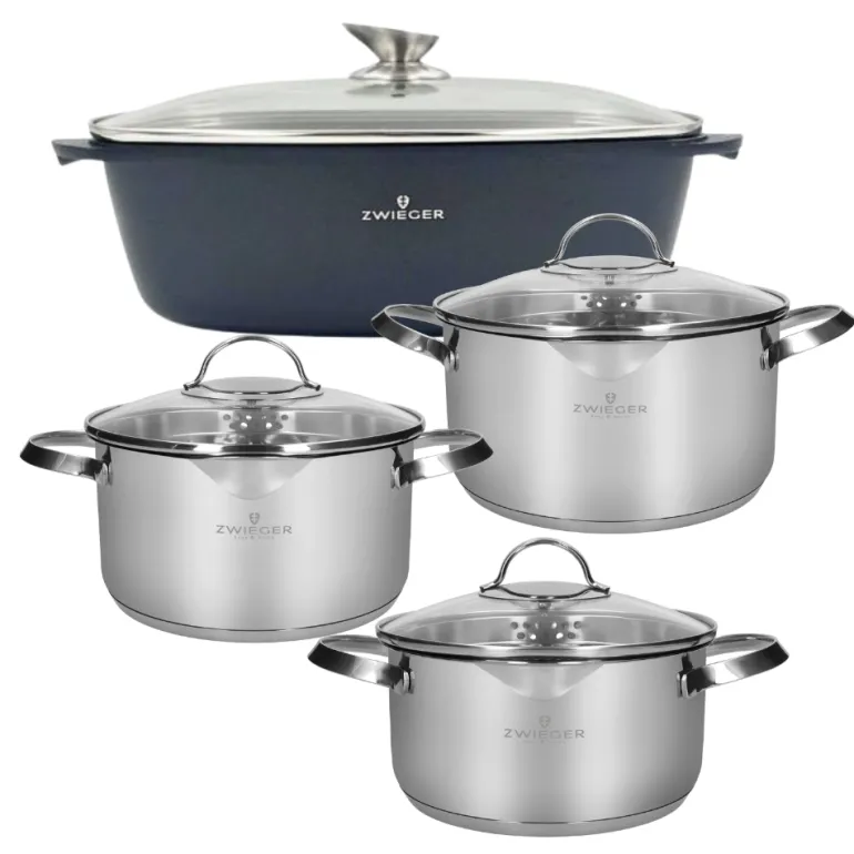 ZWIEGER VERON Komplet garnków 6 el z pokrywkami 20, 22, 24 cm + Brytfanna Veron 32 cm