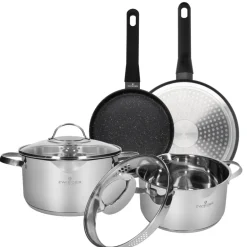 ZWIEGER VERON Komplet garnków z pokrywkami 22, 24 cm + patelnie 20, 28 cm / stal nierdzewna