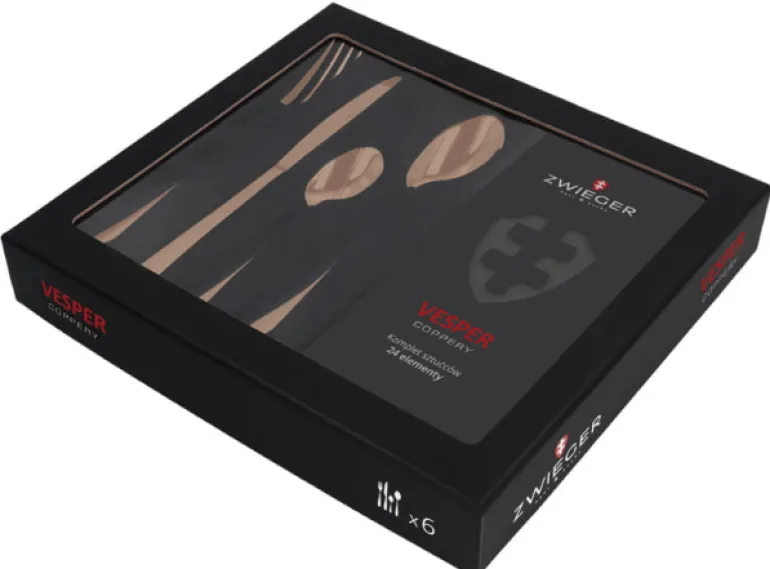 ZWIEGER VESPER COPPERY Sztućce komplet 24 elementy dla 6 osób / miedziane