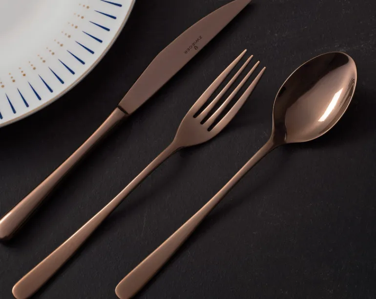 ZWIEGER VESPER COPPERY Sztućce komplet 24 elementy dla 6 osób / miedziane