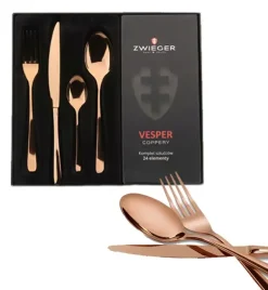 ZWIEGER VESPER COPPERY Sztućce komplet 24 elementy dla 6 osób / miedziane
