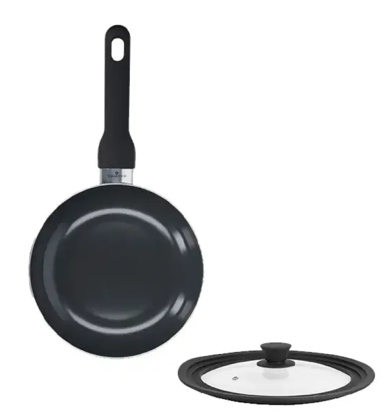 ZWIEGER VIRTU Komplet Patelnia 28 cm + pokrywka silikonowa 24/26/28 cm | aluminium | powłoka ceramiczna | indukcja