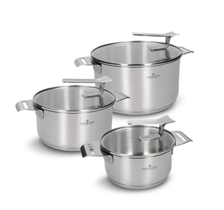 ZWIEGER VISIONARY Komplet 3 garnki z pokrywkami 16, 20, 24 cm / stal nierdzewna / indukcja