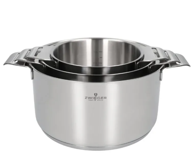 ZWIEGER VISIONARY Komplet 3 garnki z pokrywkami 16, 20, 24 cm / stal nierdzewna / indukcja