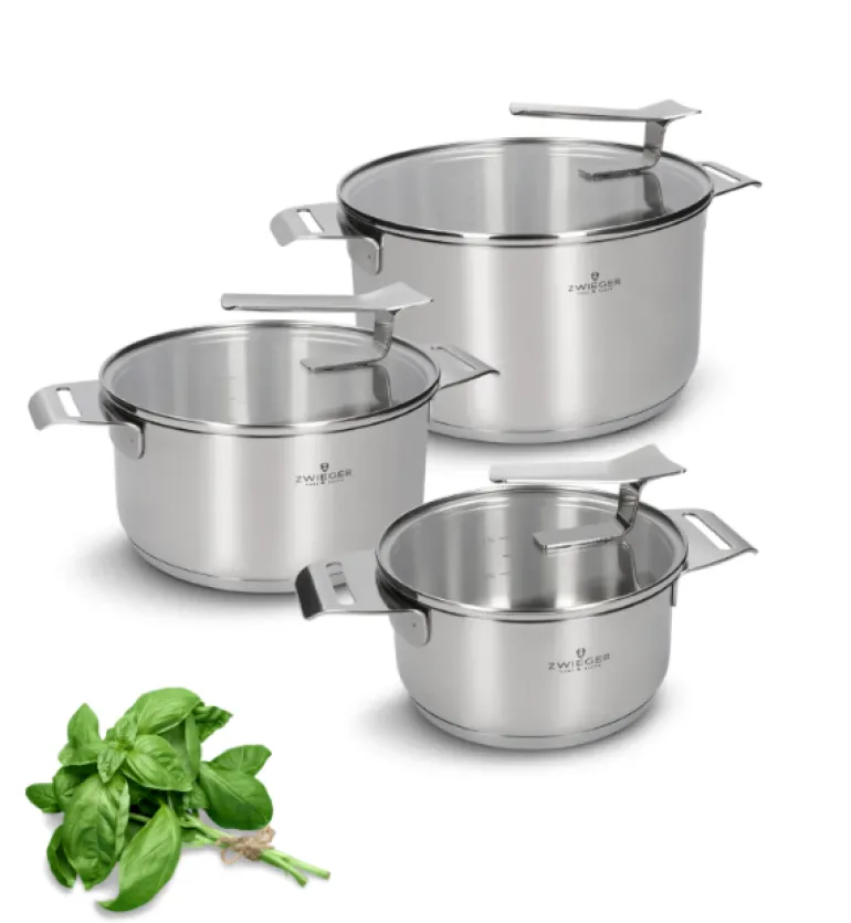 ZWIEGER VISIONARY Komplet 3 garnki z pokrywkami 16, 20, 24 cm / stal nierdzewna / indukcja